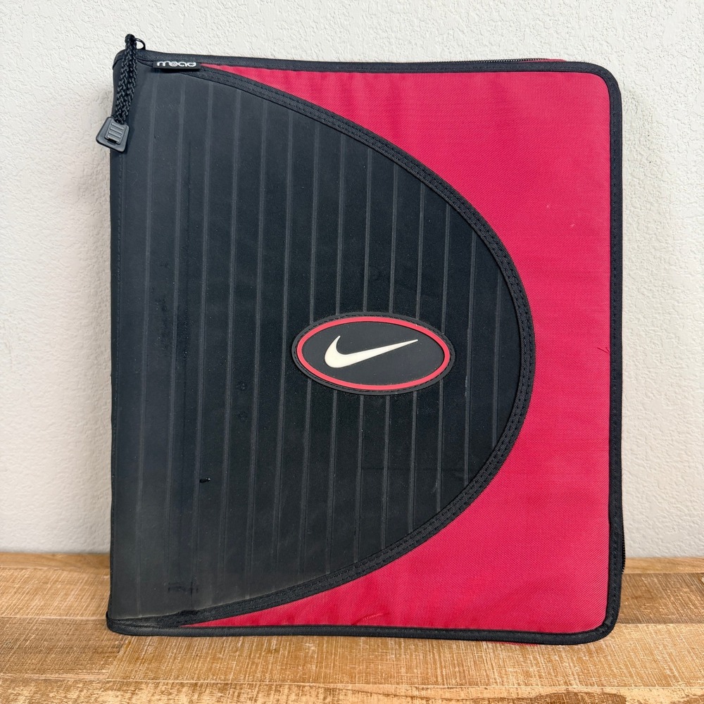 Vintage 90s Nike Trapper Keeper Mead Zipper Binder Unisex Red Black Look‎ Inside